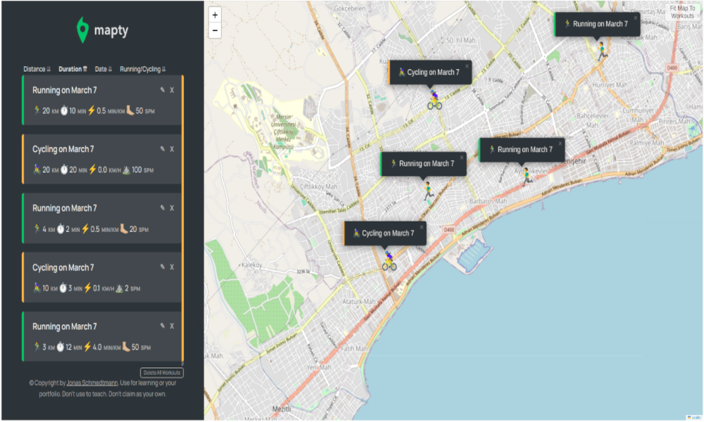 Mapty - Manage Your Daily Workouts